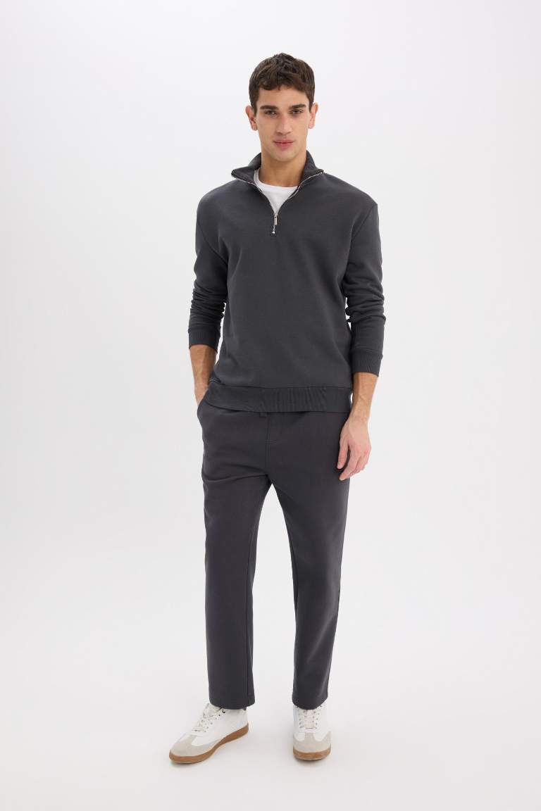 Comfort Regular Fit Zippered Basic Sweatshirt