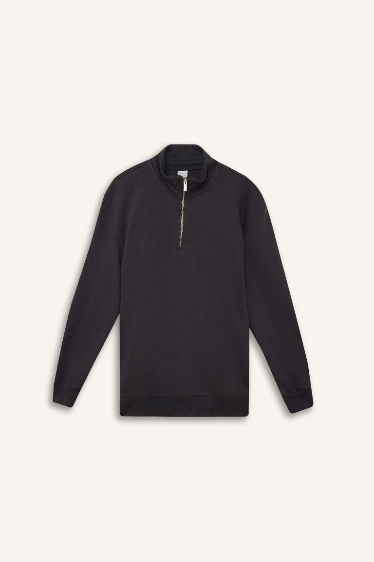 Comfort Regular Fit Zippered Basic Sweatshirt