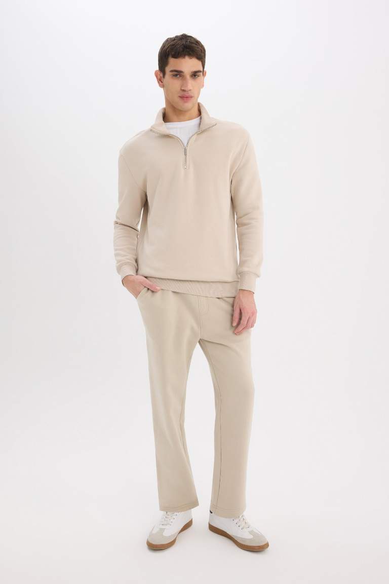 Comfort Regular Fit Relaxed Fit Zippered Basic Sweatshirt