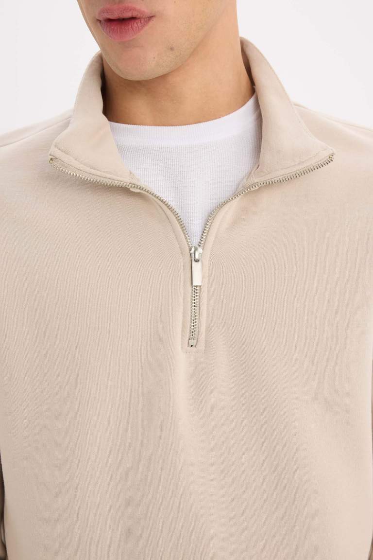 Comfort Regular Fit Relaxed Fit Zippered Basic Sweatshirt