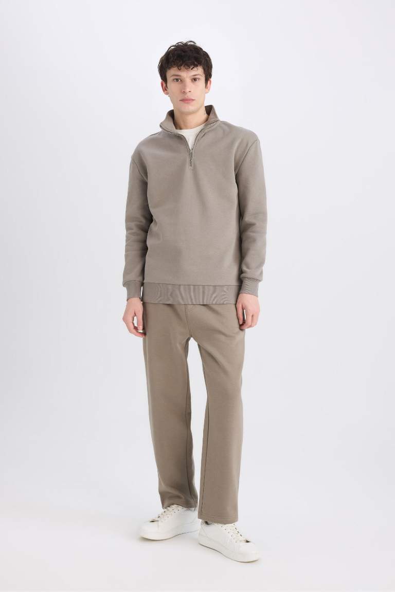 Comfort Regular Fit Relaxed Fit Zippered Basic Sweatshirt