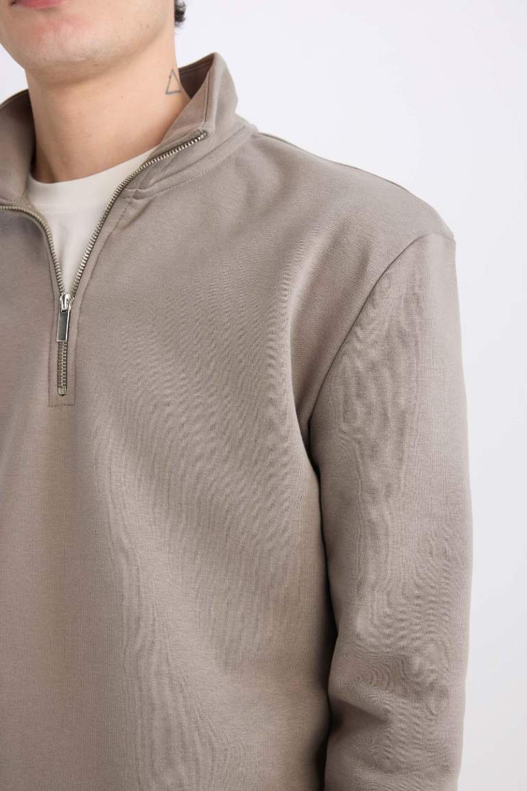 Comfort Regular Fit Relaxed Fit Zippered Basic Sweatshirt