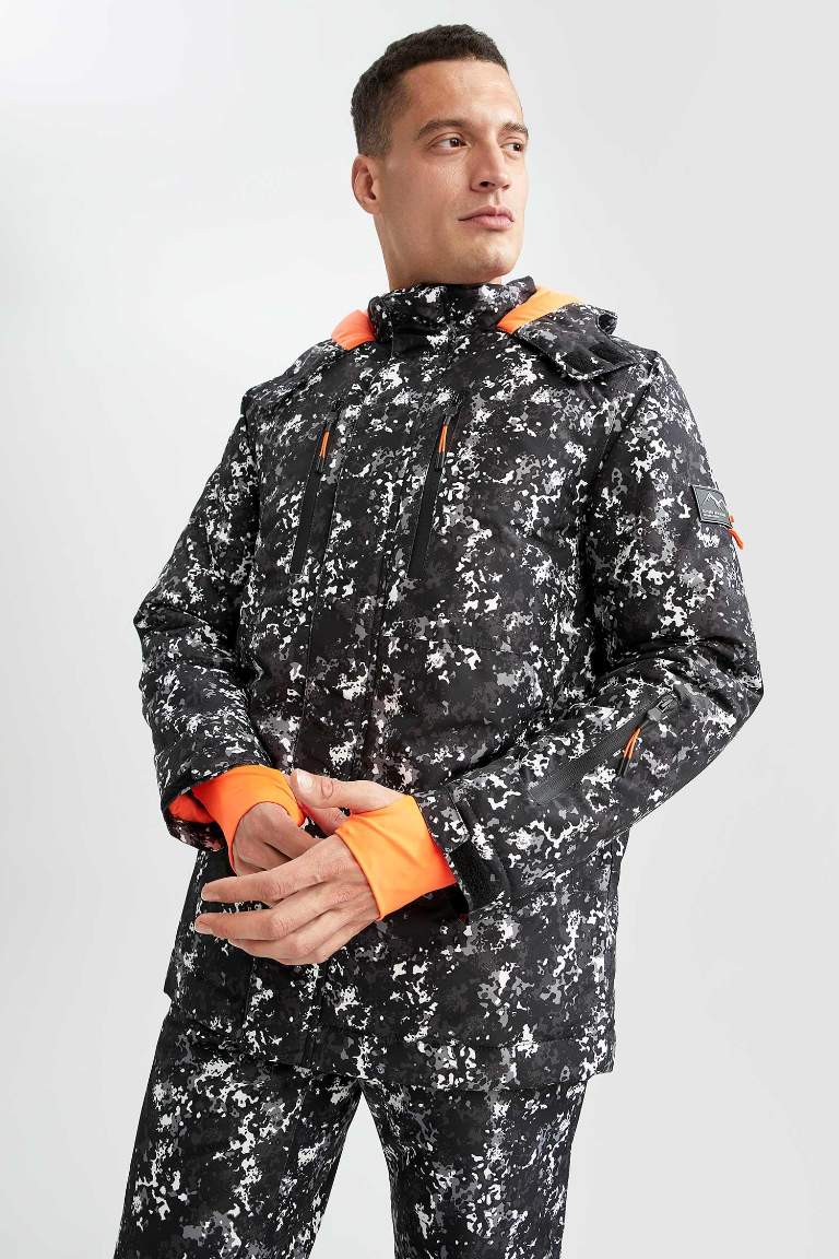 Su Geçirmez Rüzgar Geçirmez DeFactoFit Regular Fit Desenli Kayak Montu