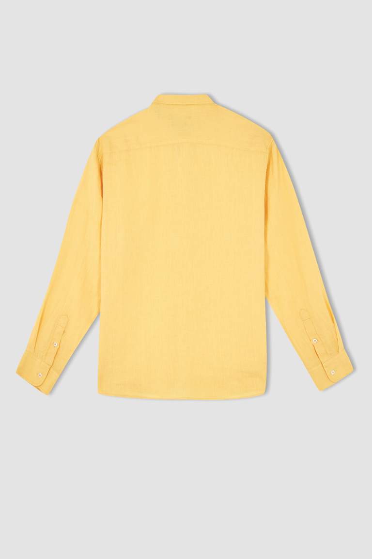 %100 Keten Modern Fit Uzun Kollu Klasik Gömlek