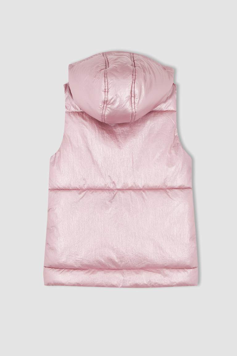 Girl's Hooded Shiny Inflatable Vest