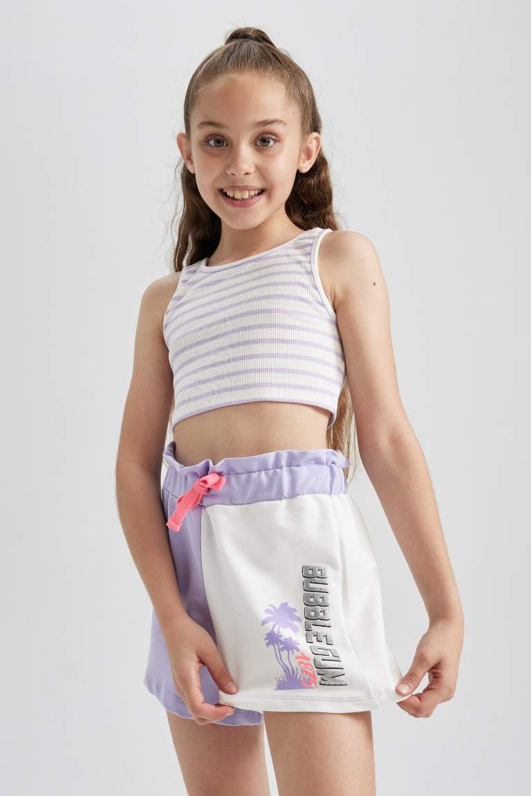 Short à blocs de couleurs avec taille élastique pour Fille