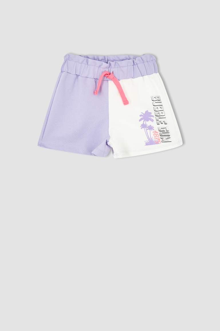 Short à blocs de couleurs avec taille élastique pour Fille