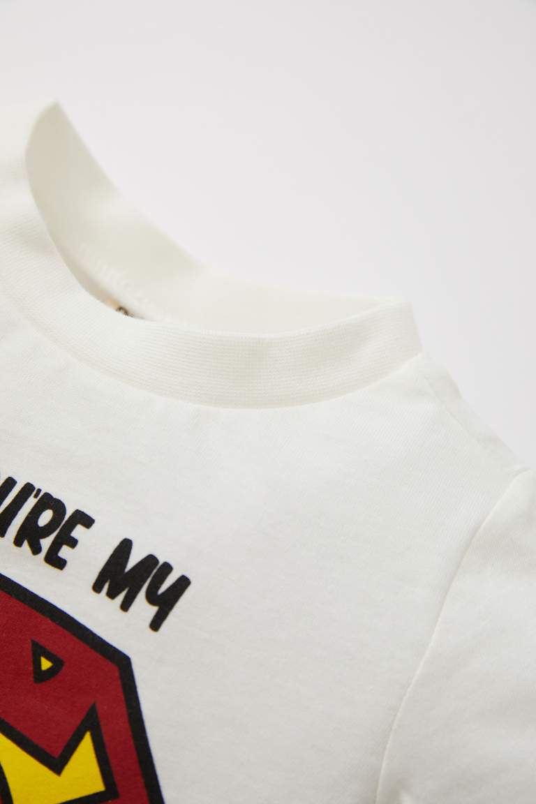 Erkek Bebek Superman Pamuklu Kısa Kollu Şort Pijama Takım