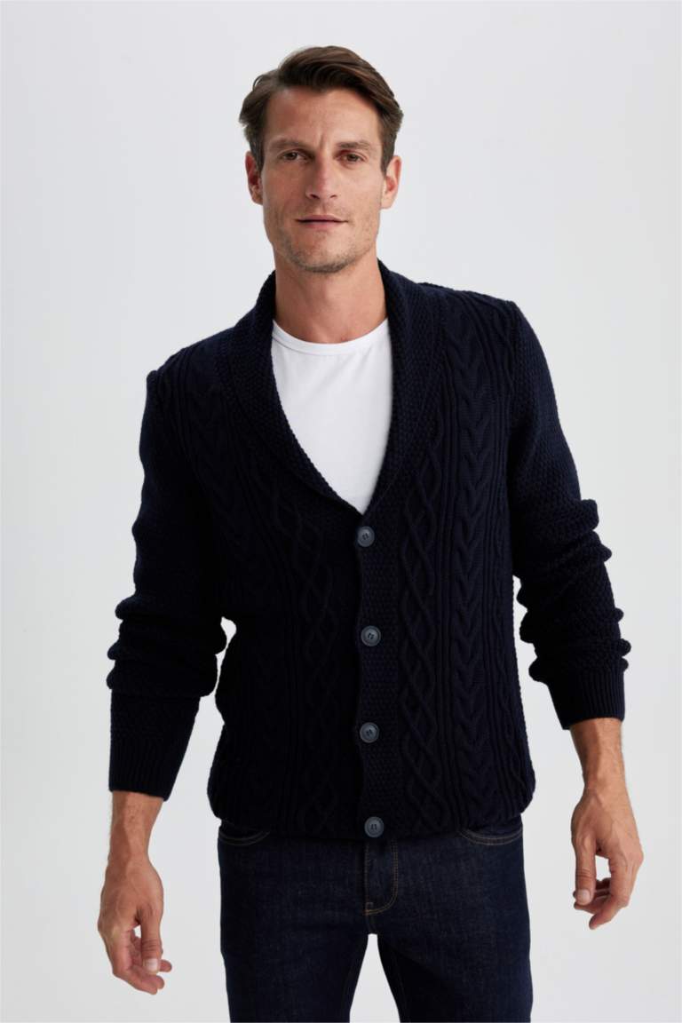 Standard Fit Shawl Collar Knitwear Cardigan