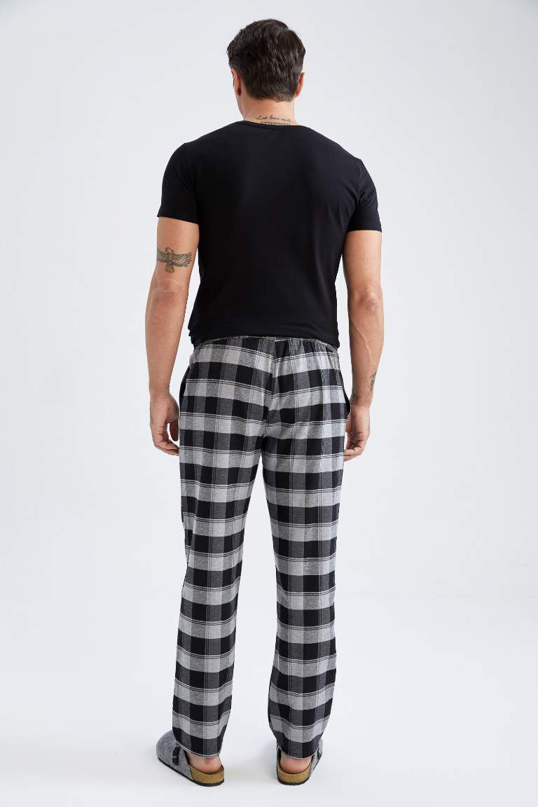 Regular Fit Cepli Kare Desenli Flanel Pijama Altı
