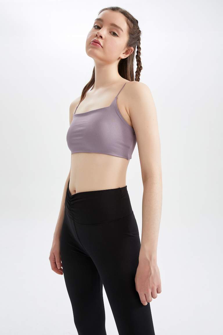 Defacto Fit Crew Neck Rope Strap Crop Top