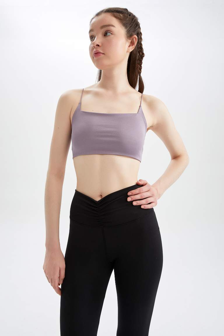 Defacto Fit Crew Neck Rope Strap Crop Top