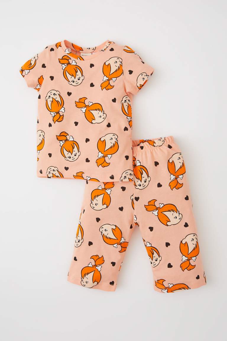 Kız Bebek Taş Devri Regular FitKısa Kollu Pamuklu Pijama Takım