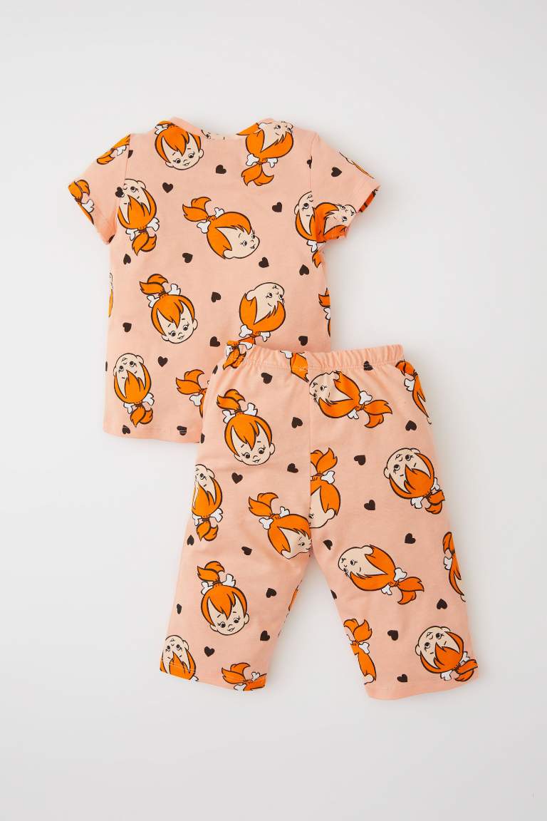 Kız Bebek Taş Devri Regular FitKısa Kollu Pamuklu Pijama Takım