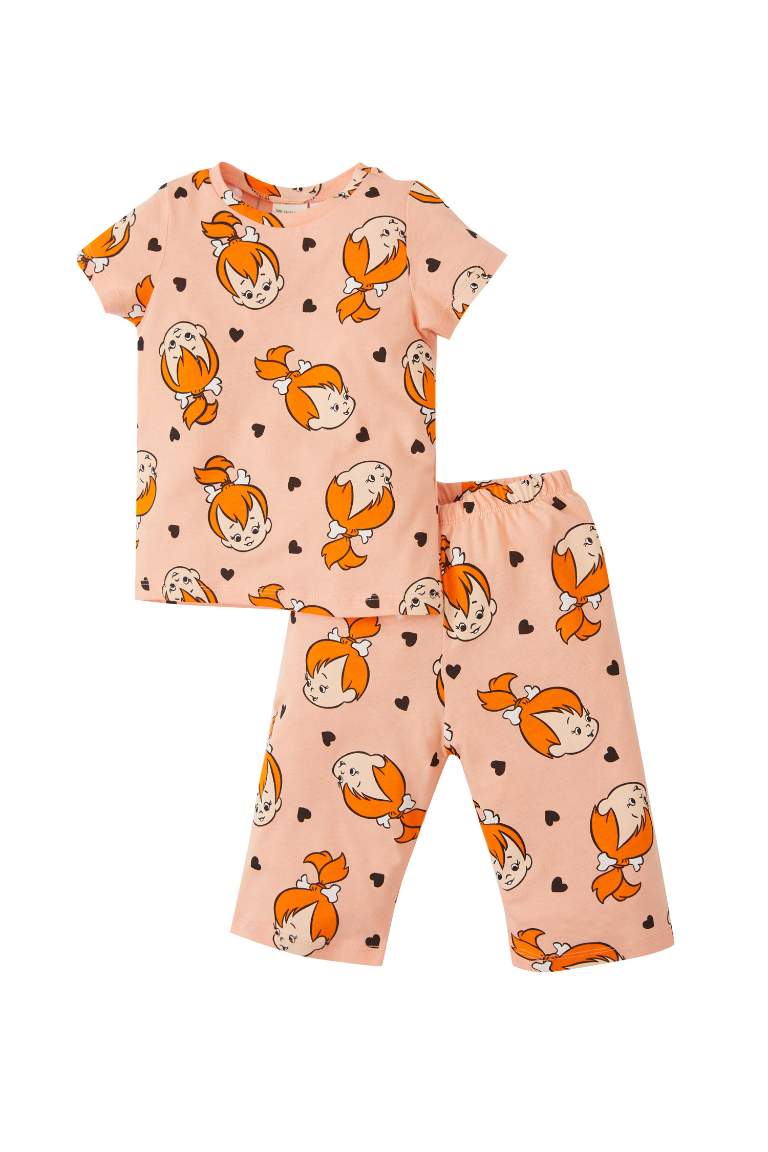 Kız Bebek Taş Devri Regular FitKısa Kollu Pamuklu Pijama Takım