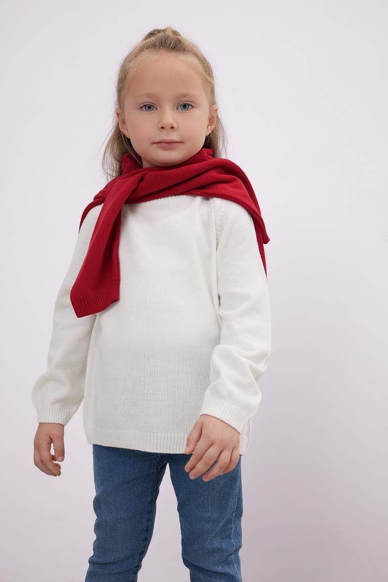 Baby Girl Crew Neck Basic Knitted Pullover