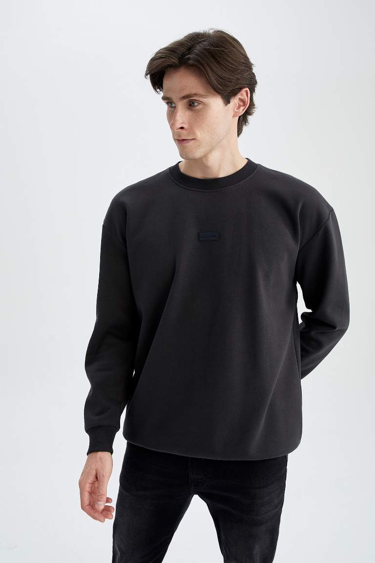 Anthracite MAN Boxy Fit Long Sleeve Sweatshirt 2514130 | DeFacto