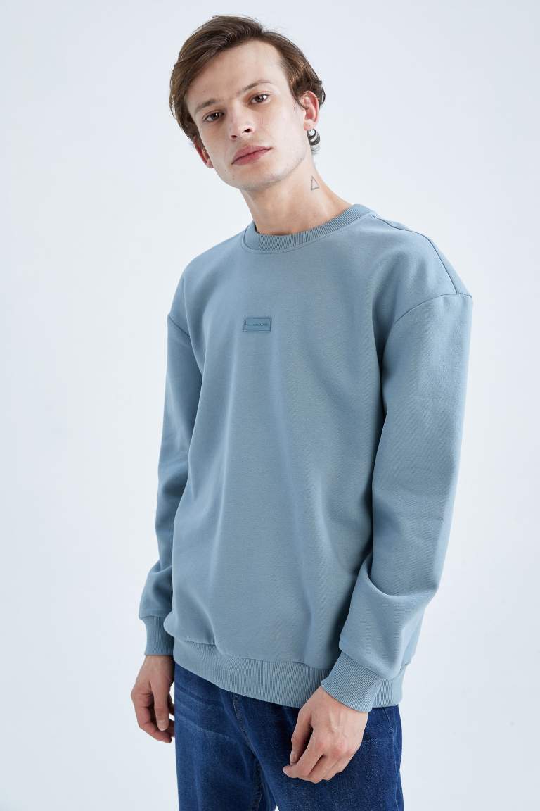 Blue MAN Boxy Fit Long Sleeve Sweatshirt 2514127 | DeFacto