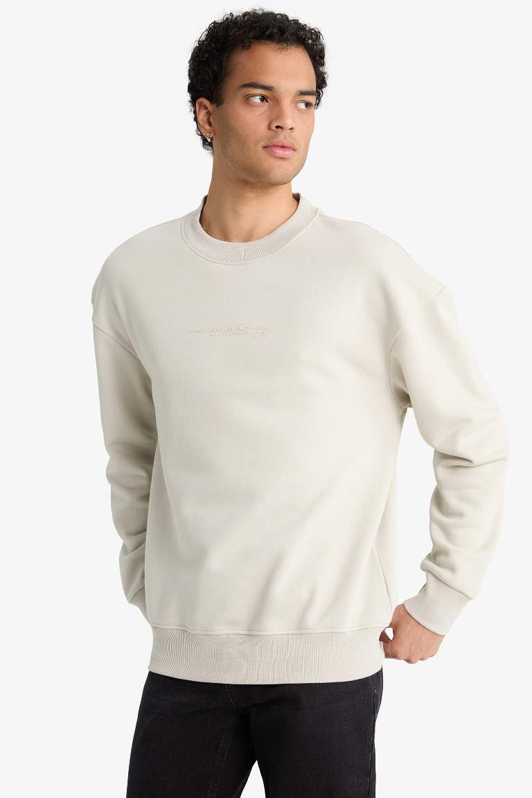 Boxy Fit Printed Long Sleeve Sweatshirt