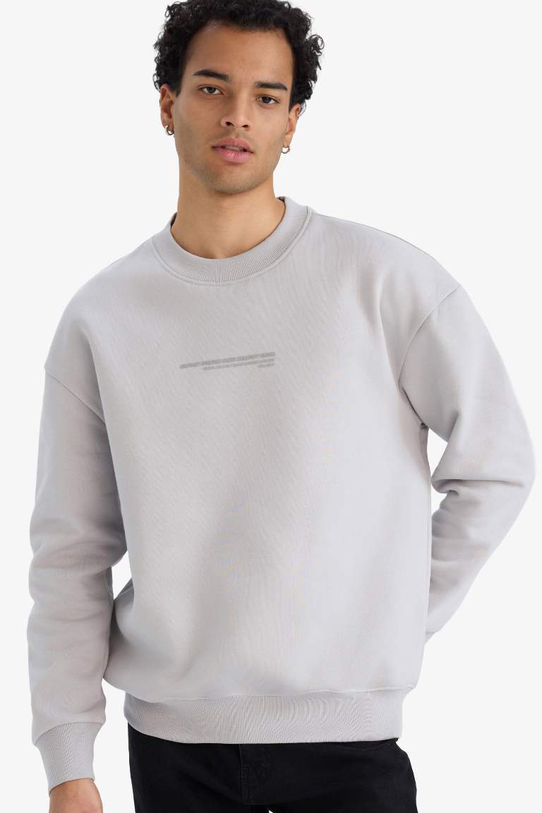 Boxy Fit Printed Long Sleeve Sweatshirt
