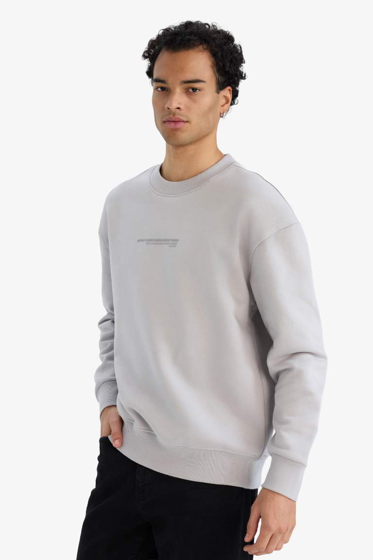Boxy Fit Printed Long Sleeve Sweatshirt
