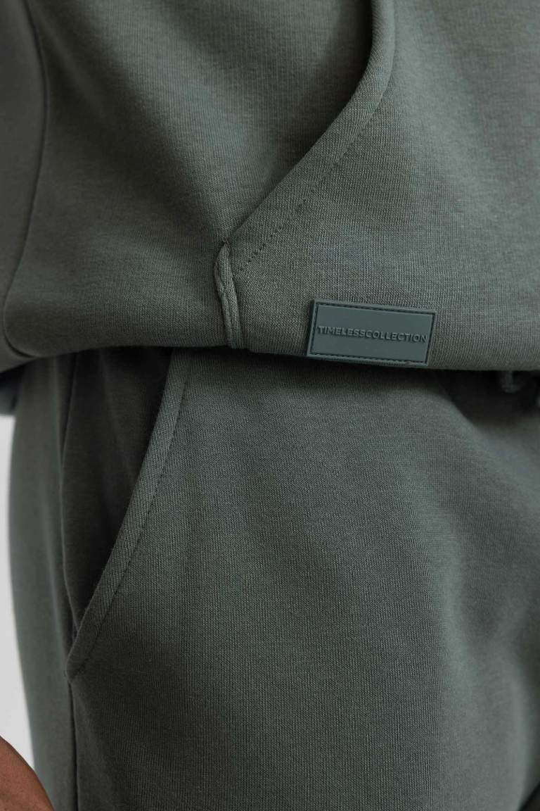 Regular Fit Kapüşonlu Kanguru Cepli İçi Yumuşak Tüylü Basic Düz Sweatshirt