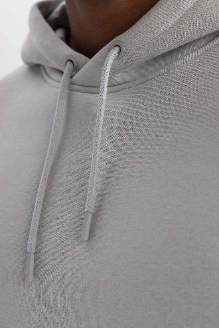 Regular Fit Kapüşonlu Kanguru Cepli İçi Yumuşak Tüylü Basic Düz Sweatshirt