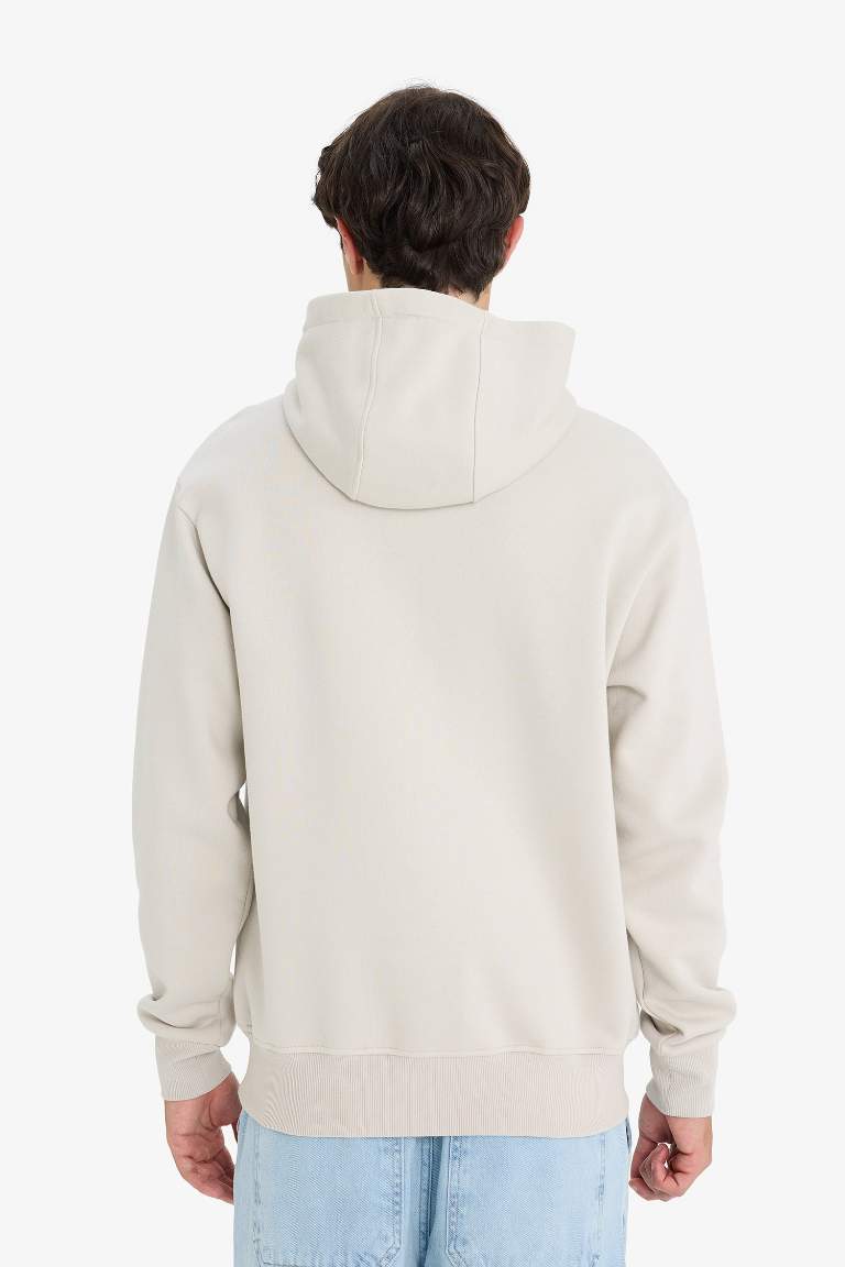 Regular Fit Kapüşonlu İçi Yumuşak Tüylü Kanguru Cepli Basic Düz Sweatshirt