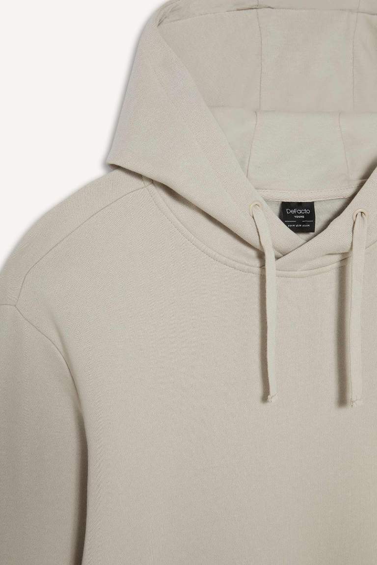 Regular Fit Kapüşonlu İçi Yumuşak Tüylü Kanguru Cepli Basic Düz Sweatshirt