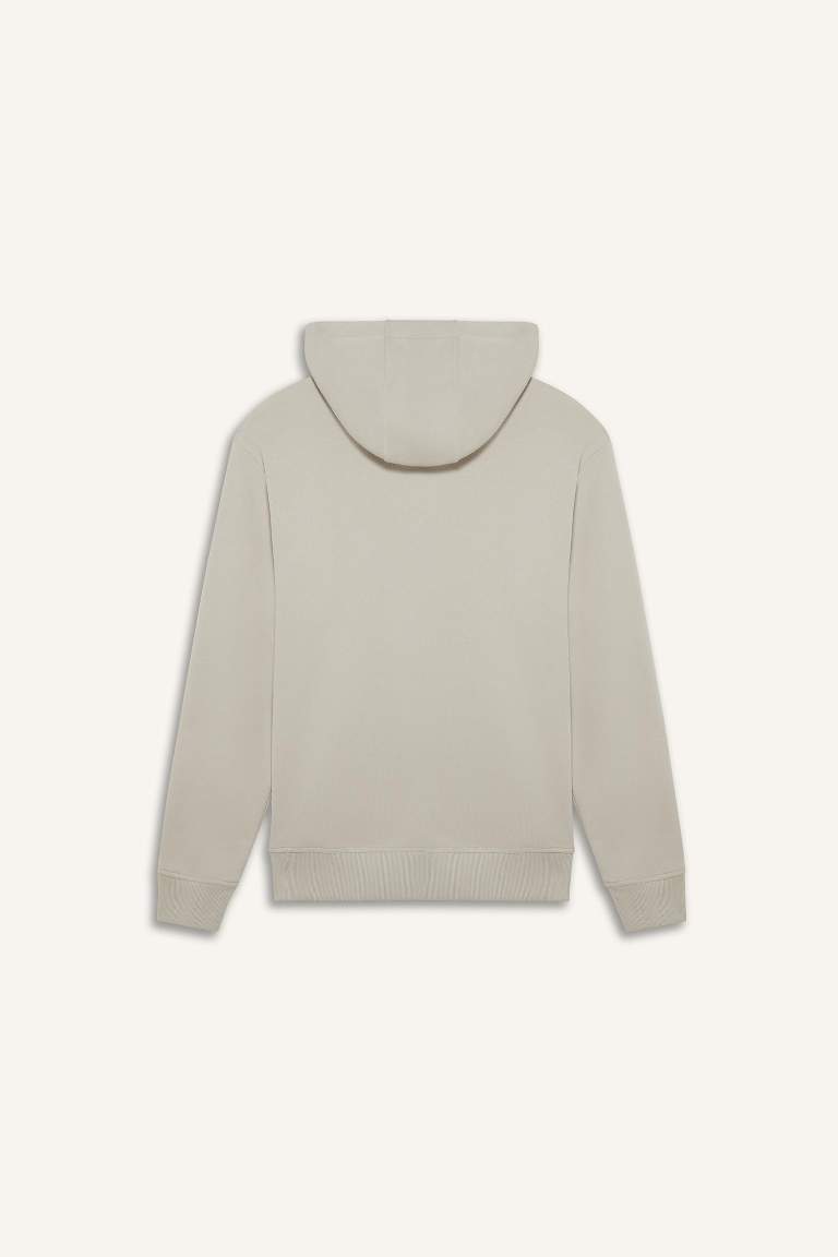 Regular Fit Kapüşonlu İçi Yumuşak Tüylü Kanguru Cepli Basic Düz Sweatshirt