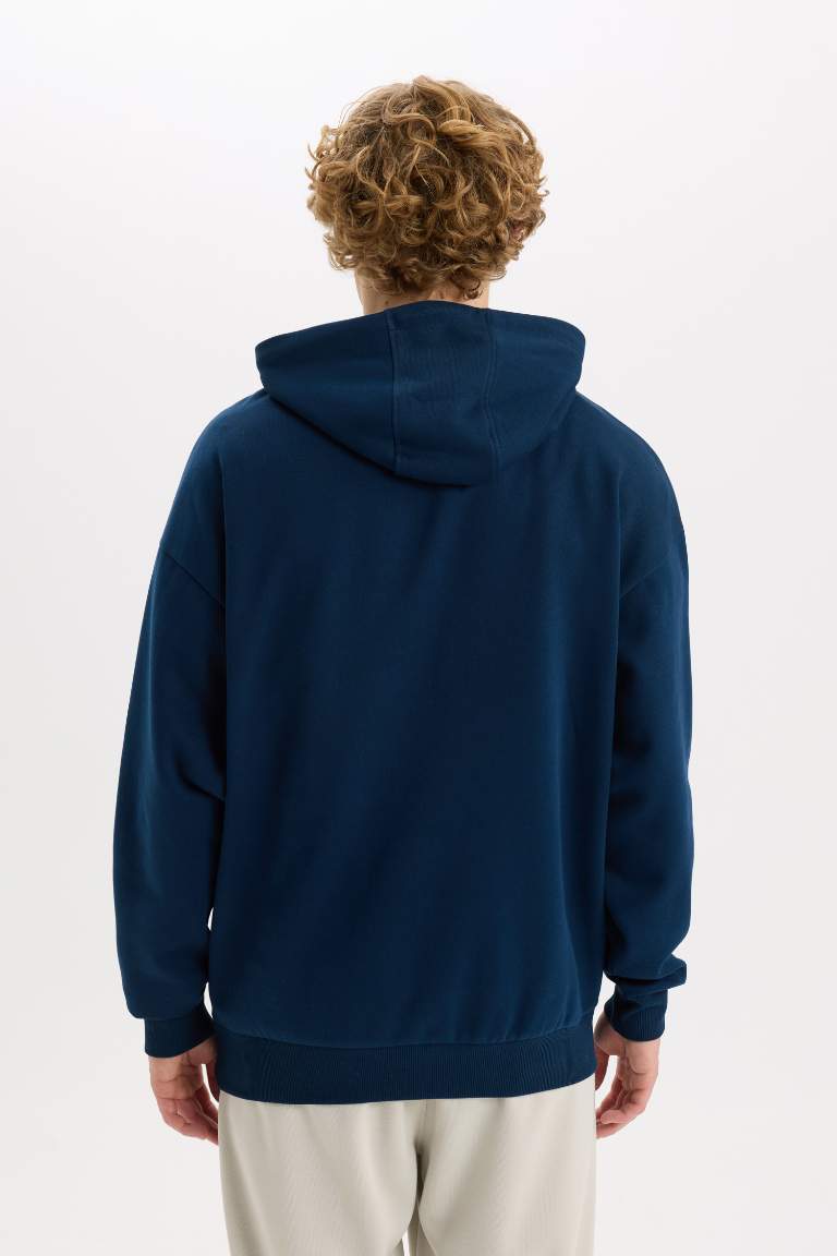 Oversize Geniş Kalıp Kapüşonlu Kanguru Cepli Basic Düz Sweatshirt