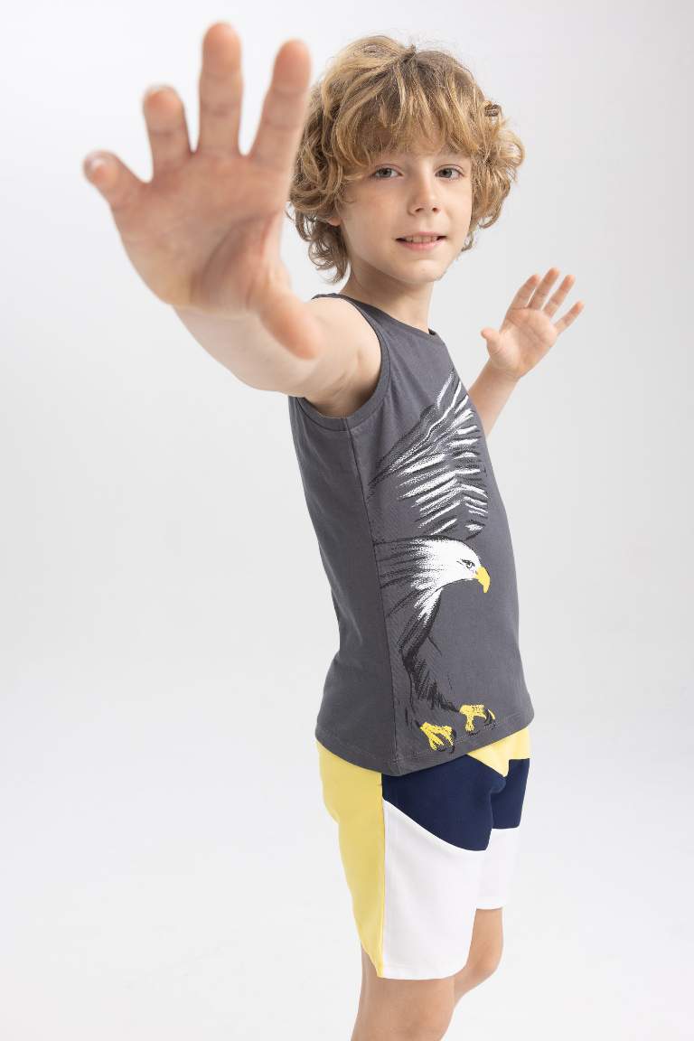 Boy Regular Fit Eagle Printed Cotton Combed Singlet