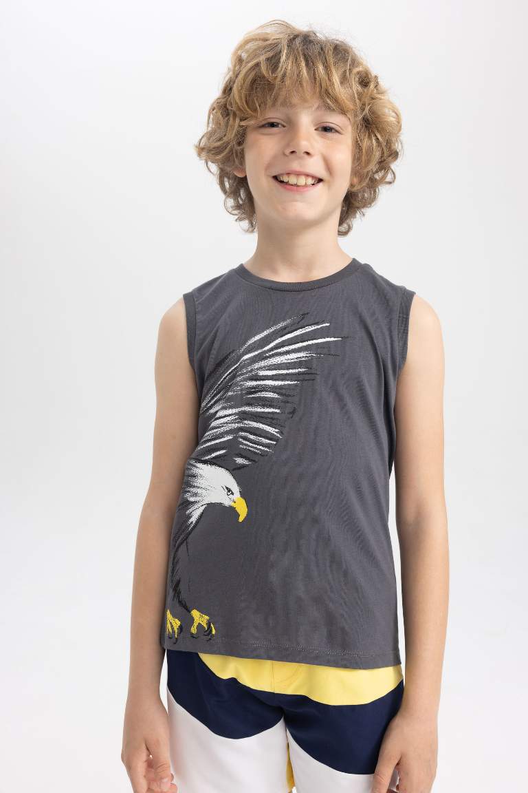 Boy Regular Fit Eagle Printed Cotton Combed Singlet