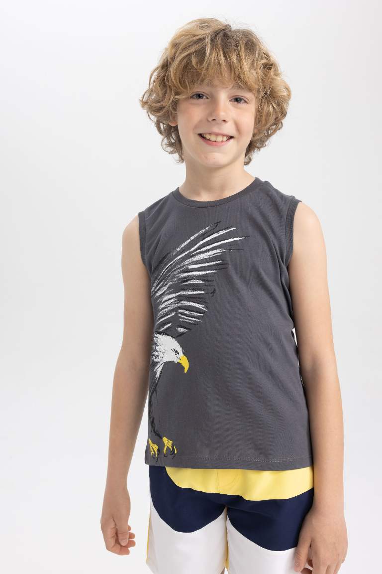 Boy Regular Fit Eagle Printed Cotton Combed Singlet