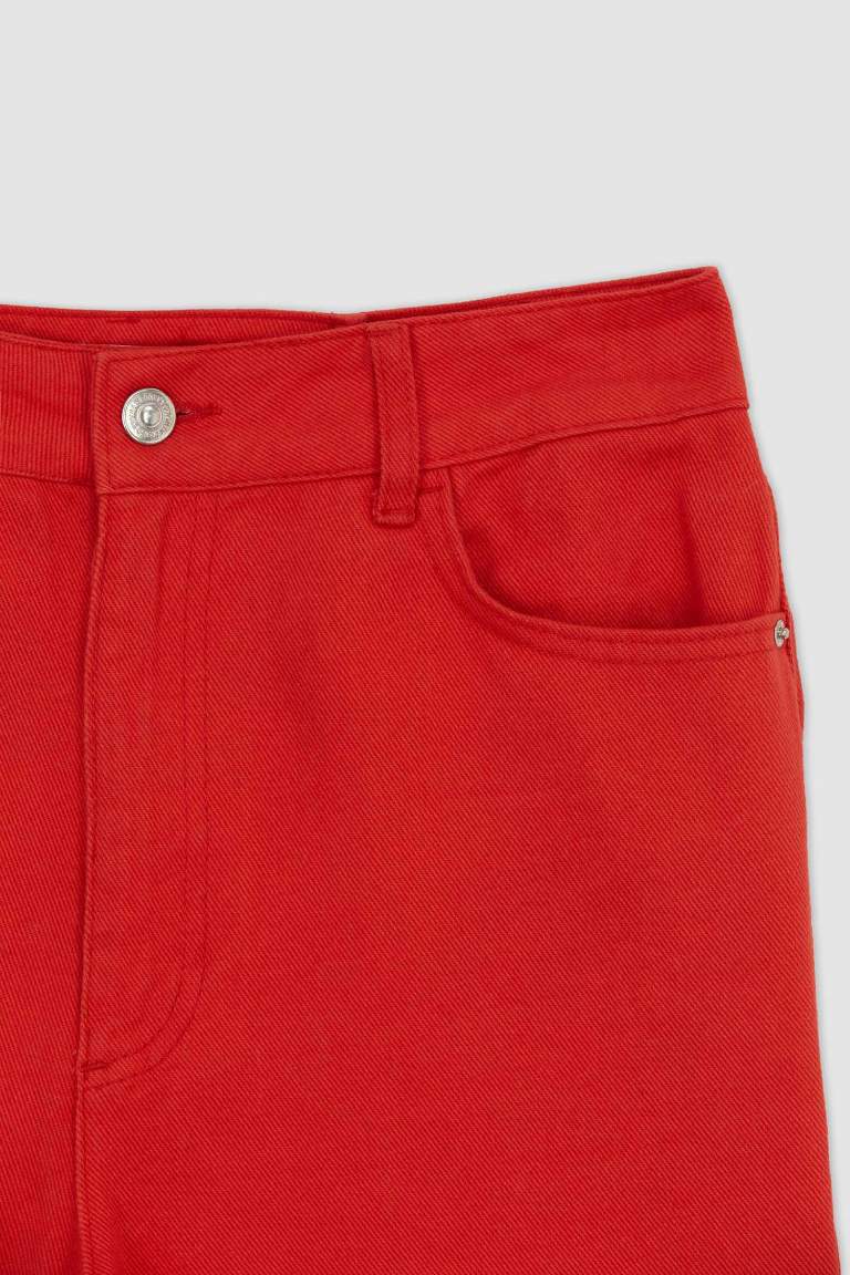 Wide Leg Gabardine Long Length Cotton Trousers