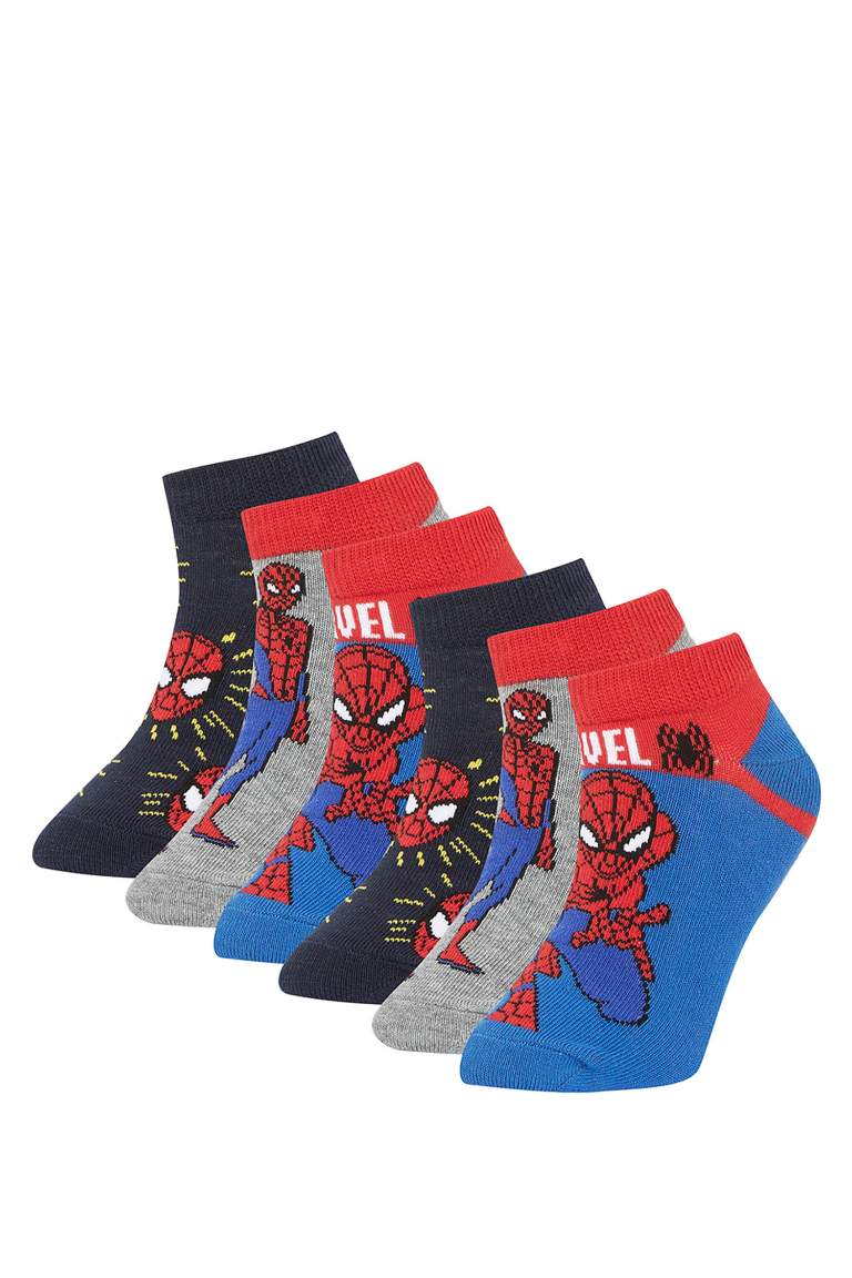 Erkek Çocuk Marvel Spiderman 6'lı Pamuklu Patik Çorap