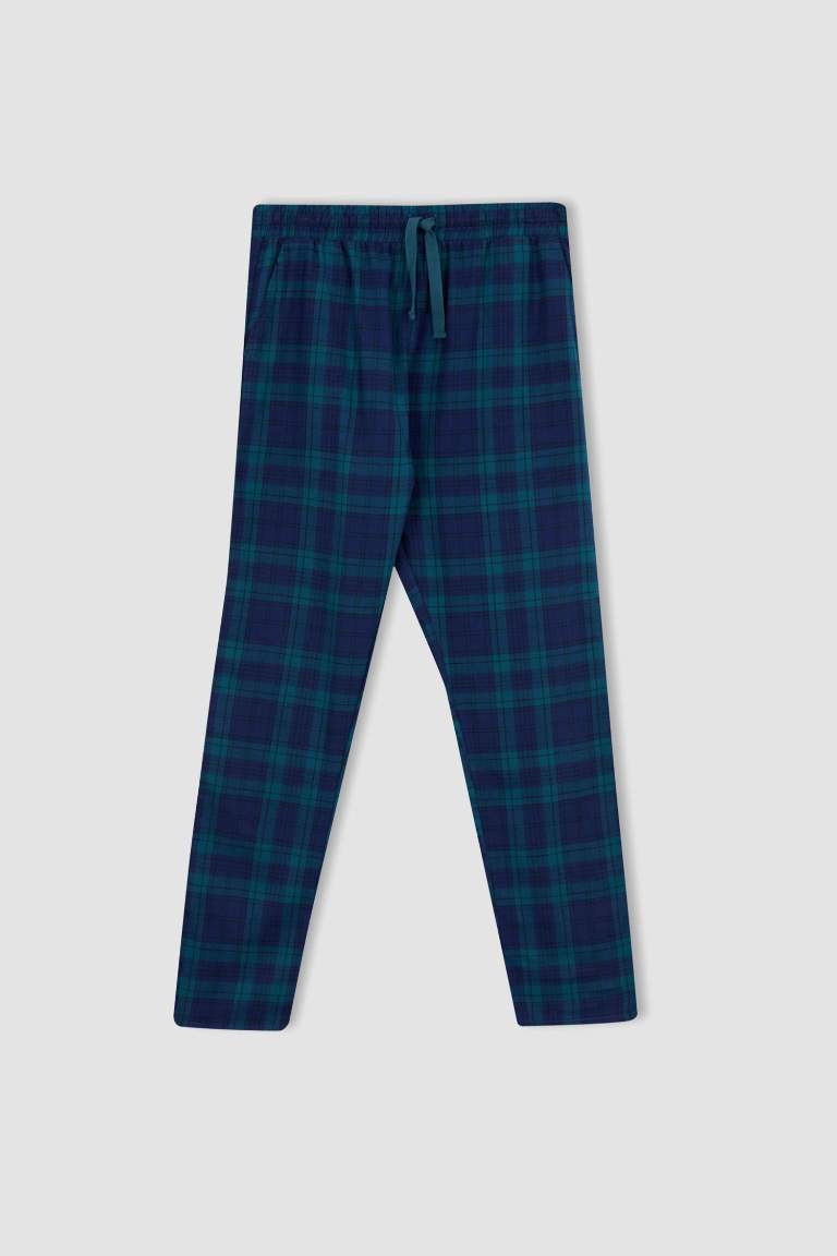 Regular Fit Gömlek Yaka Uzun Kollu Kareli Flanel Pijama Takım