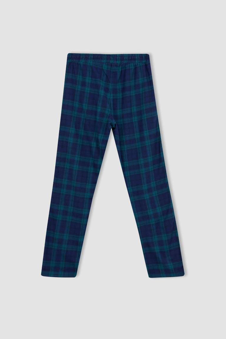 Regular Fit Gömlek Yaka Uzun Kollu Kareli Flanel Pijama Takım