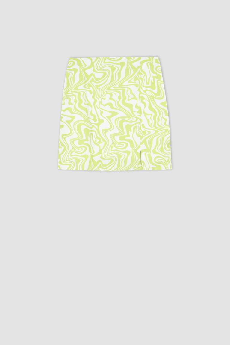 Coool A Cut Patterned Slit Mini Skirt