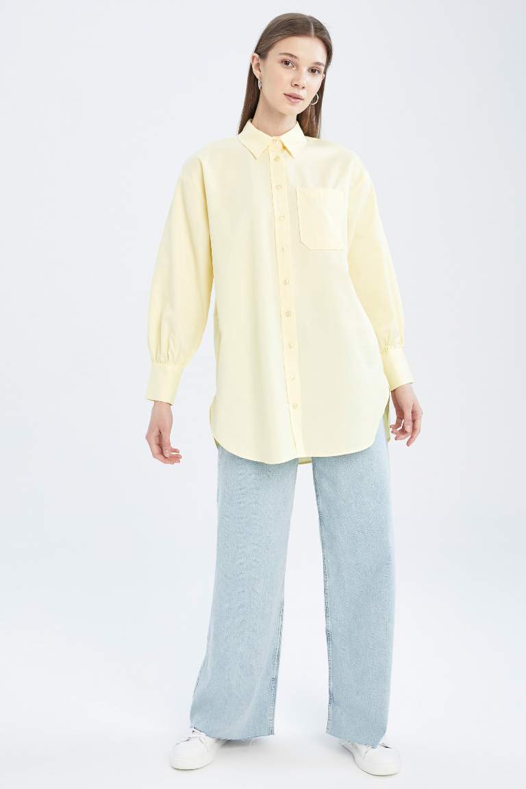 Regular Fit Gömlek Yaka Poplin Gömlek Tunik