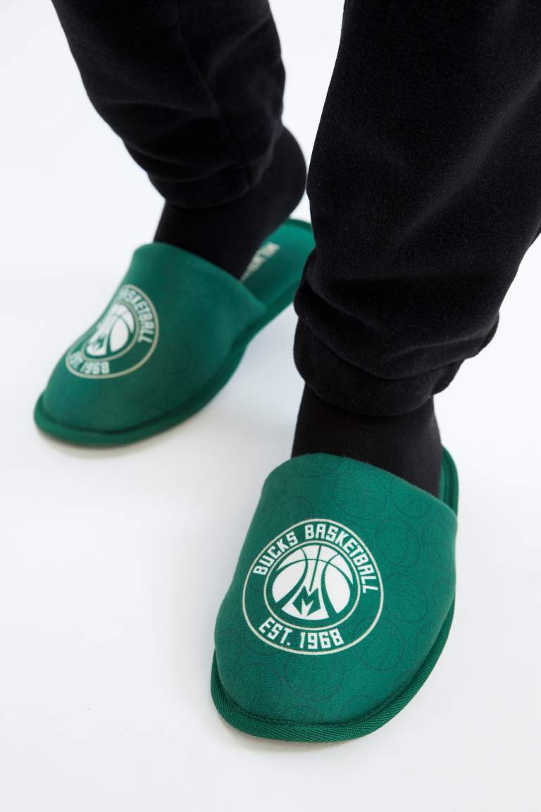 Erkek NBA Milwaukee Bucks Düz Taban Ev Terliği