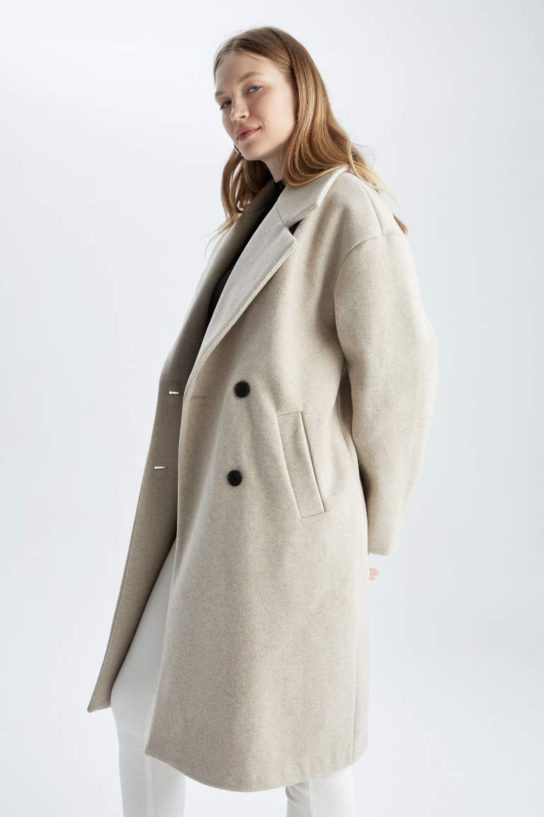 Oversize Fit Kaşe Kaban
