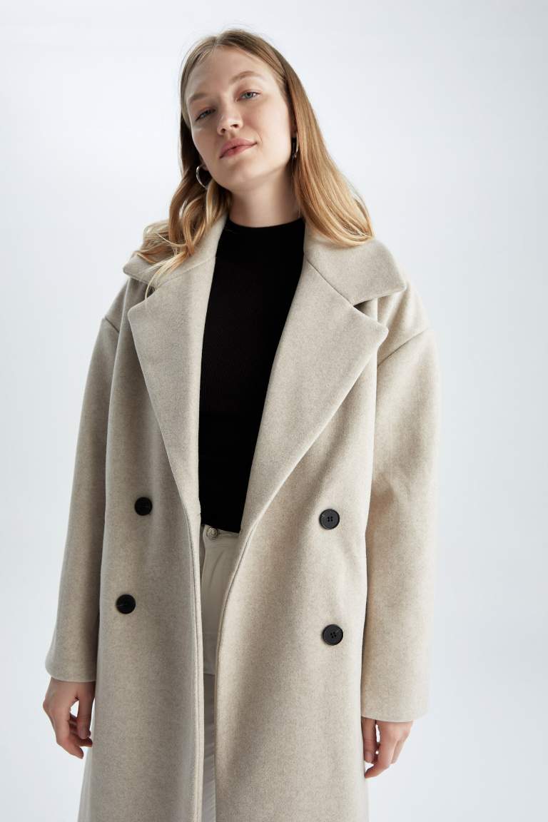 Oversize Fit Kaşe Kaban