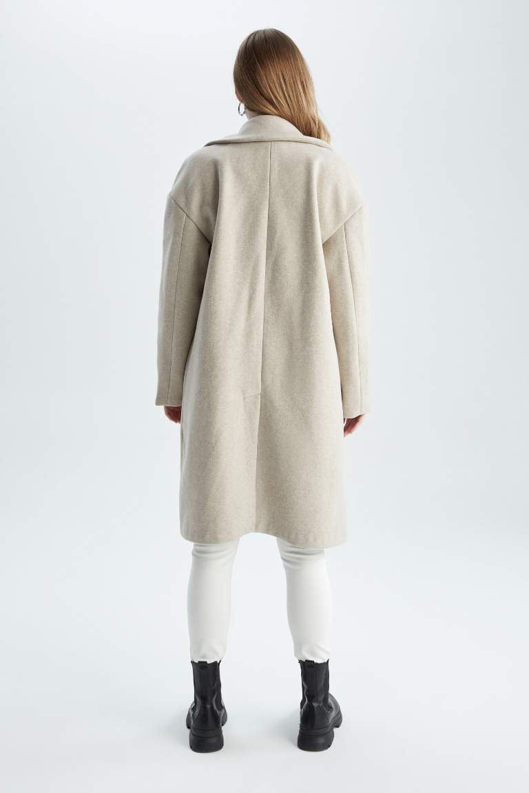 Oversize Fit Kaşe Kaban
