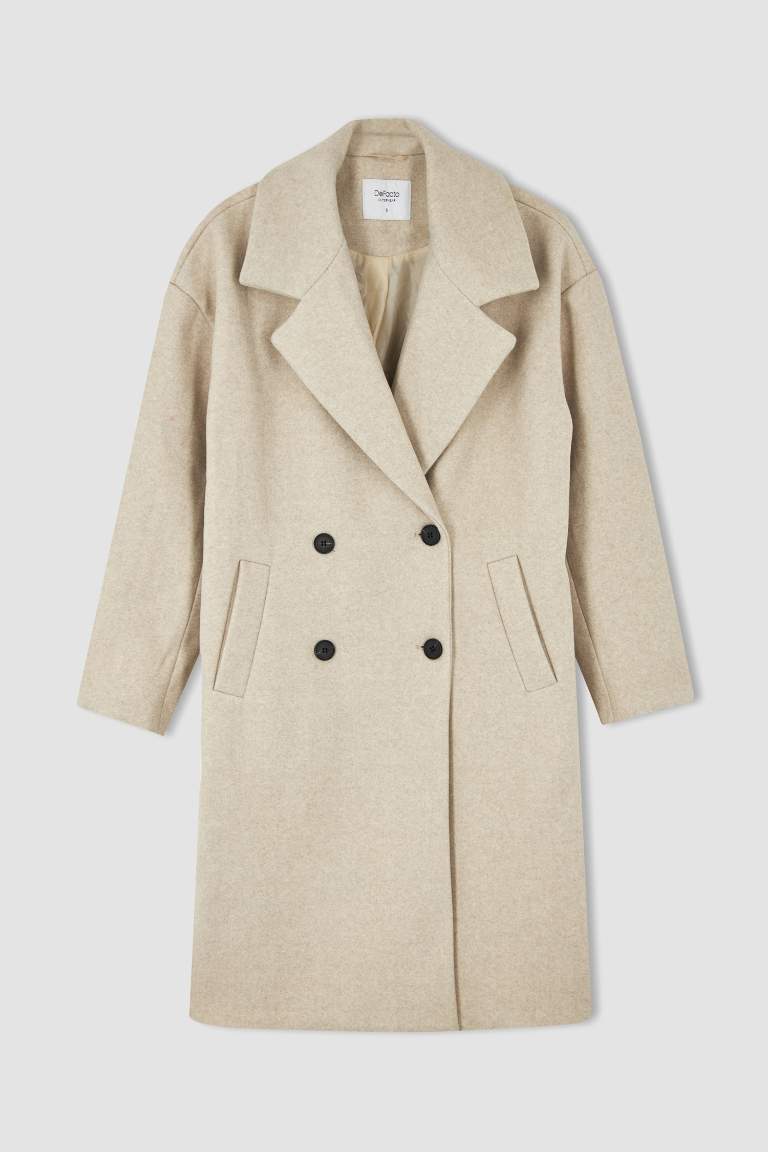Oversize Fit Kaşe Kaban