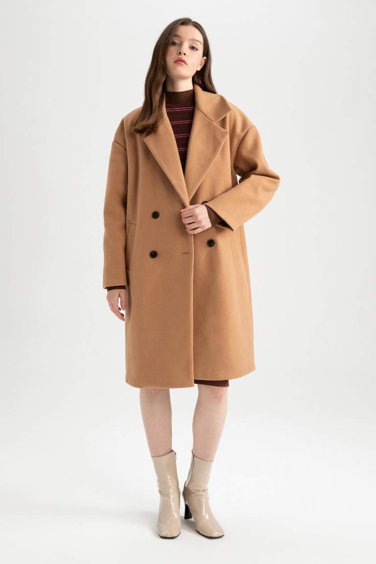 Oversize Fit Kaşe Kaban