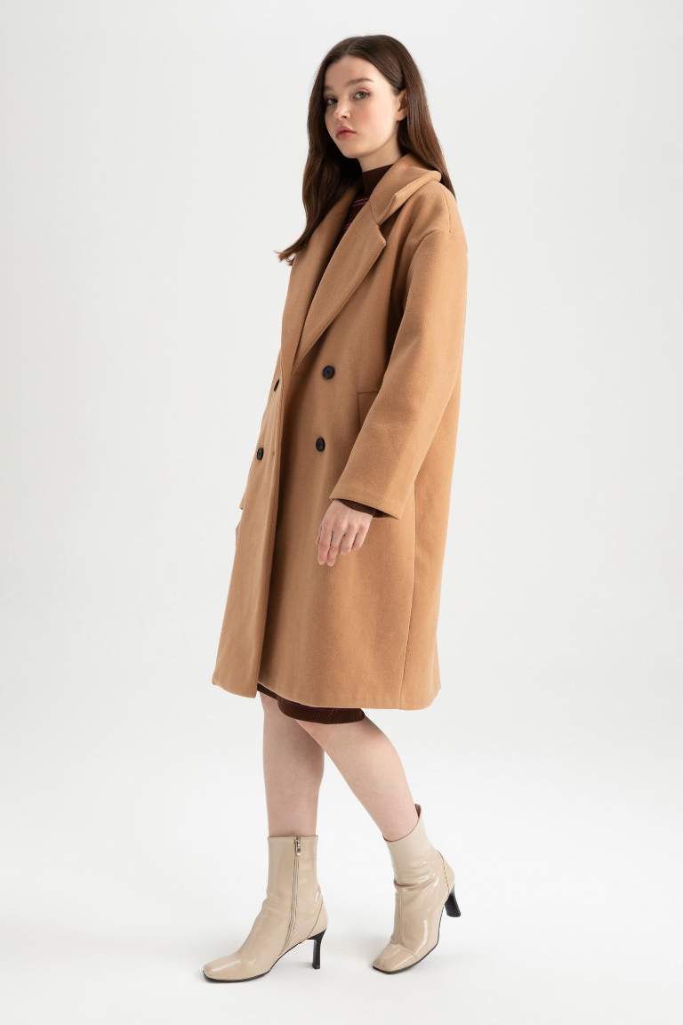 Oversize Fit Kaşe Kaban
