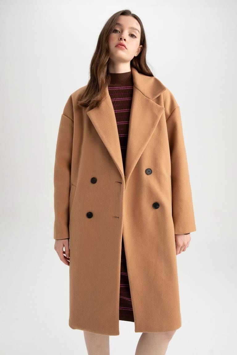 Oversize Fit Kaşe Kaban