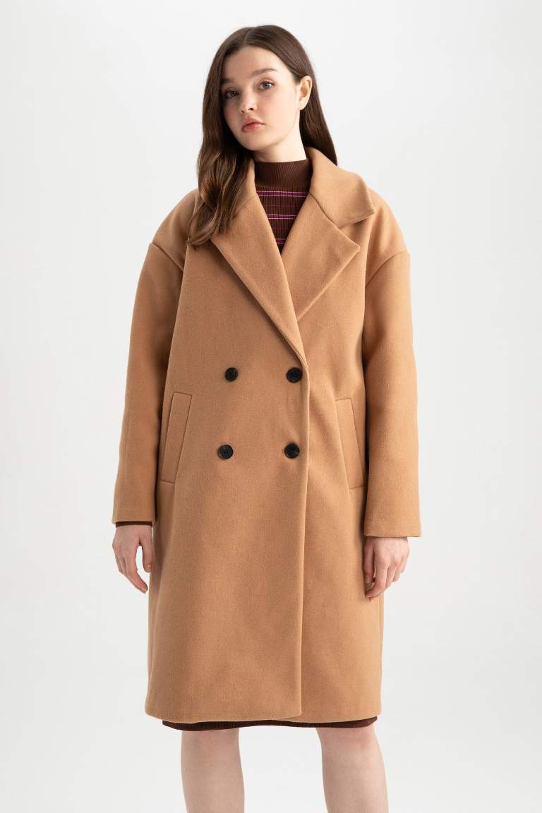 Oversize Fit Kaşe Kaban