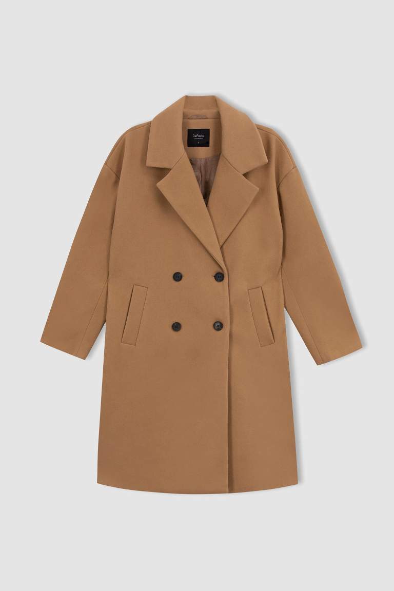 Oversize Fit Kaşe Kaban